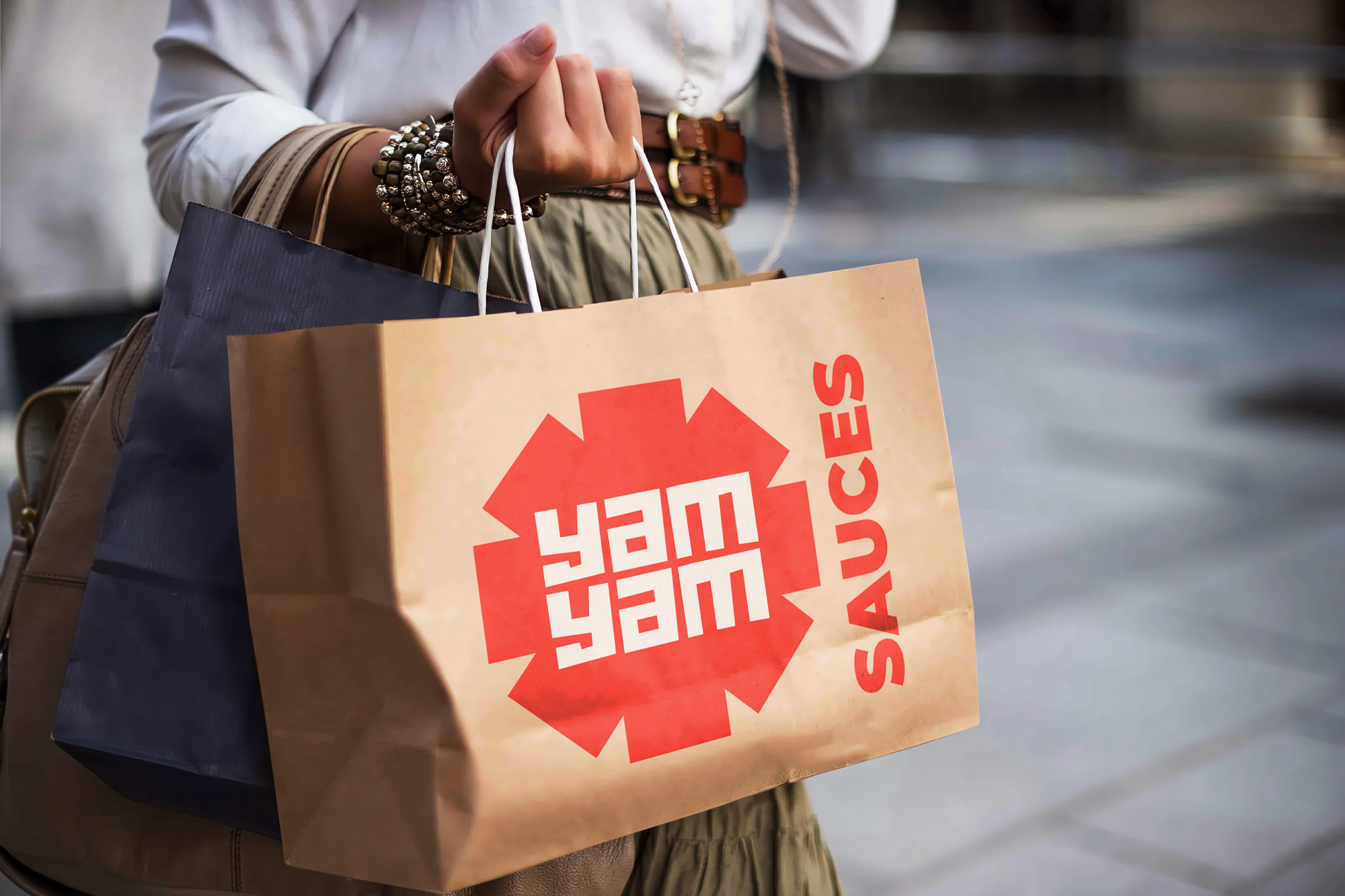 YAM YAM Sauces shopping bag mockup